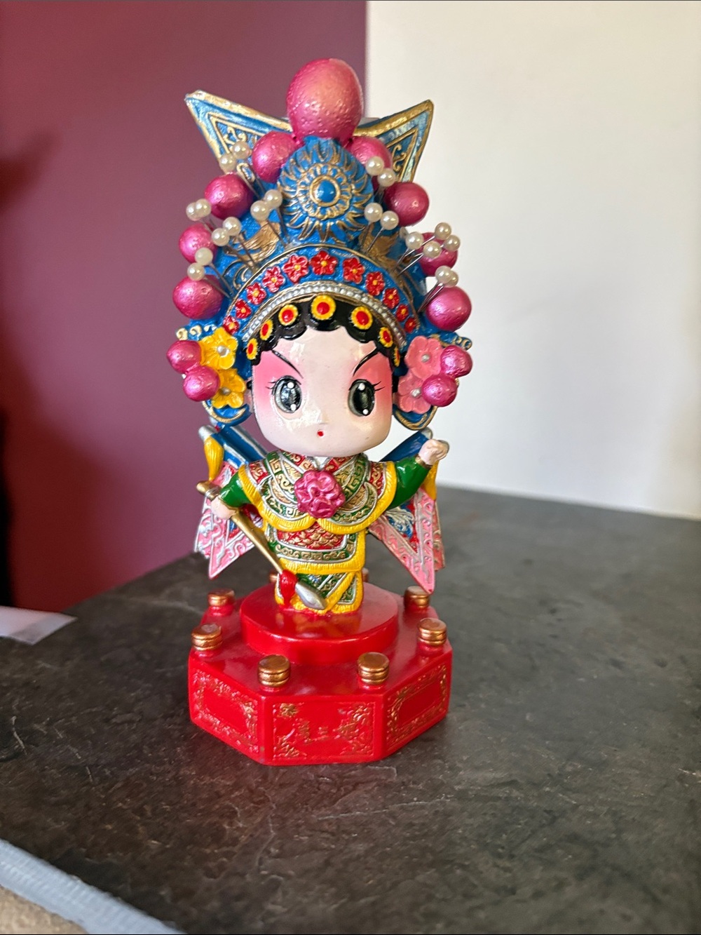 Pink & Blue Opera Doll Figurine - Decorative Home Accent